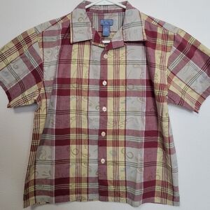 The Children's Place Plaid Short Sleeve Button-Up Shirt Boys M (7/8)